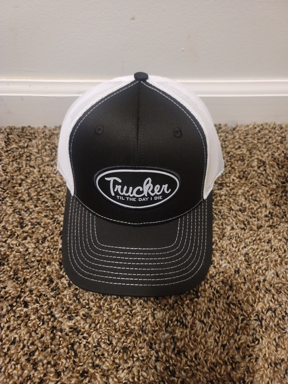 Trucker 'Til The Day I Die Black & White Mesh Trucker Hat